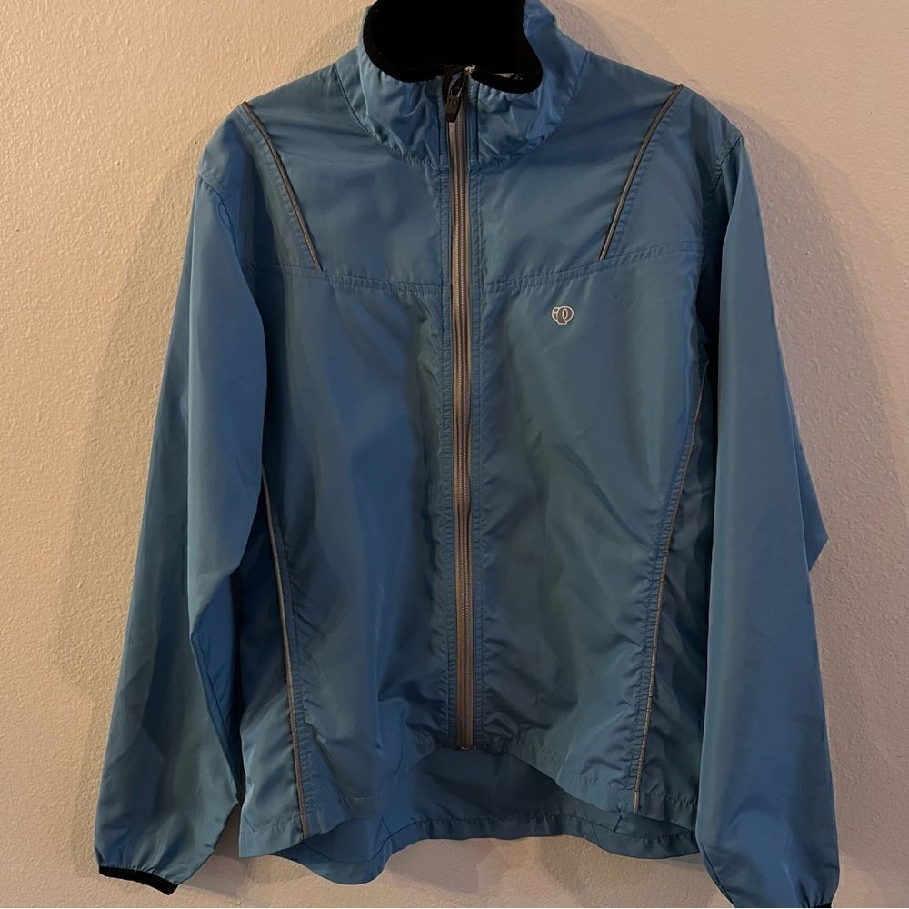 Pearl Izumi Women’s Sz L Windbreaker Reflective Cycling Jacket Full Zip Blue